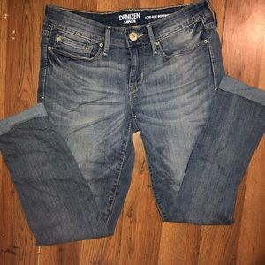 blue denim low rise boyfriend jeans